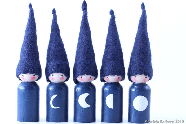 Waldorf/Montessori Inspired Phases of the Moon Gnomes.