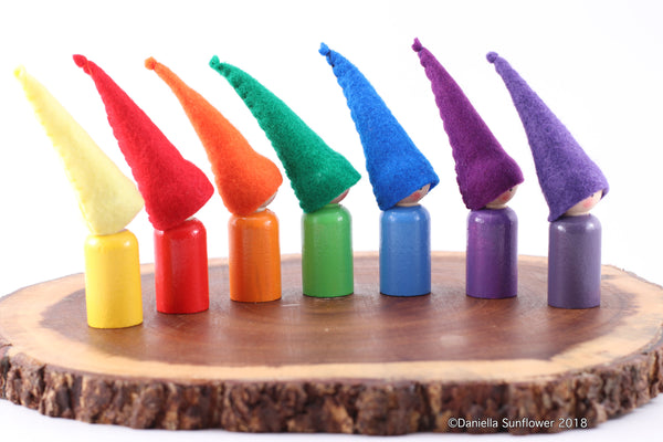 Waldorf and Montessori Inspired Rainbow Gnomes/Peg Dolls