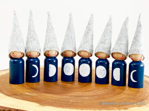 Waldorf/Montessori Inspired Phases of the Moon Gnomes
