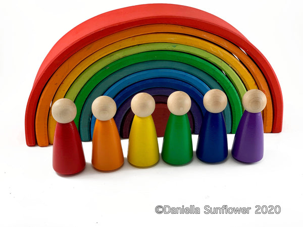 Waldorf and Montessori Inspired Colorful Peg Dolls