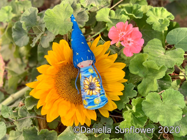 Starry Night Sunflower Peg Doll - Jumbo