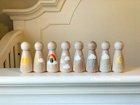 Natural Wood Finish Weather Peg Dolls Montessori/Waldorf Inspired (Jumbo Size)